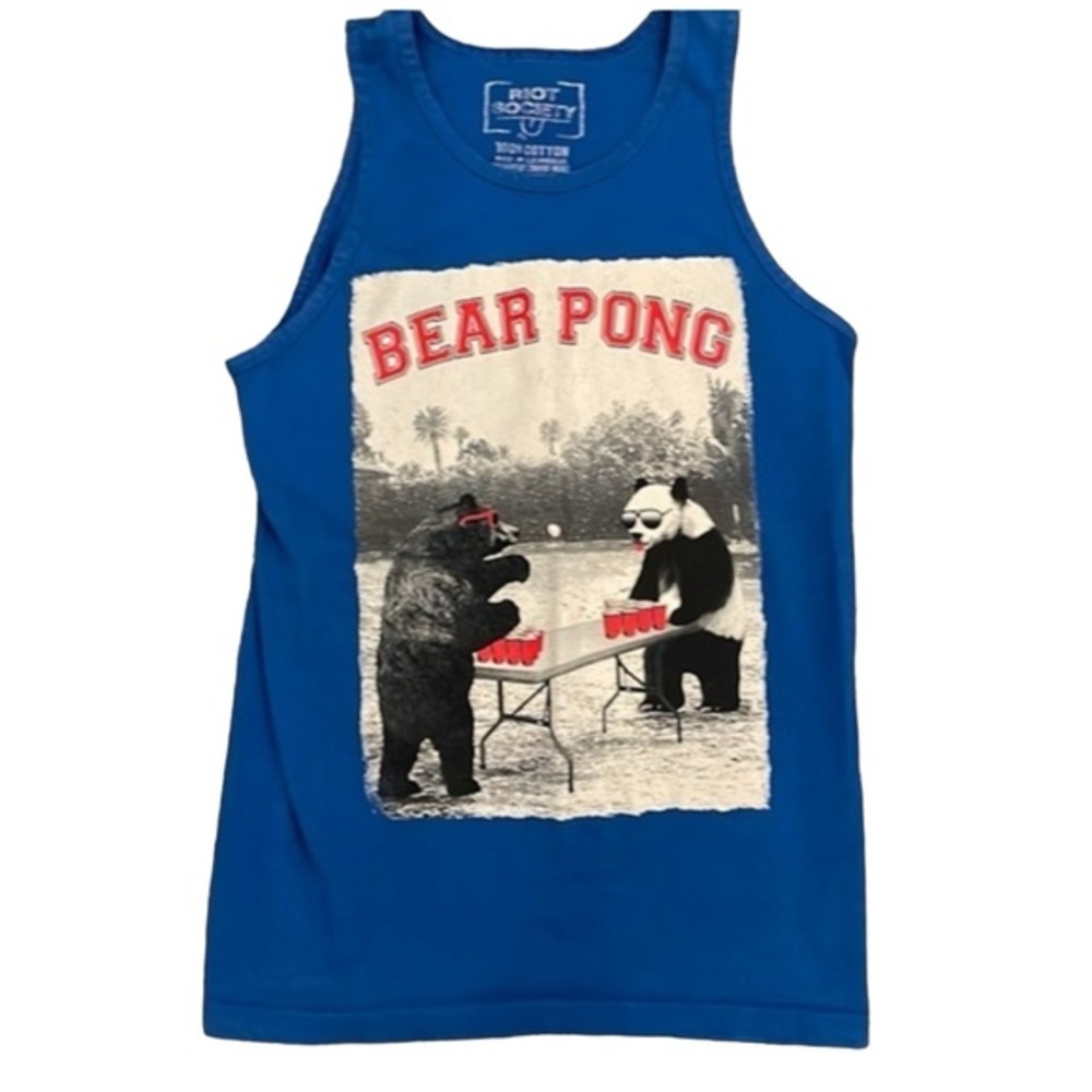 RIOT SOCIETY Bear Pong Blue Tank Top Size‎ Medium